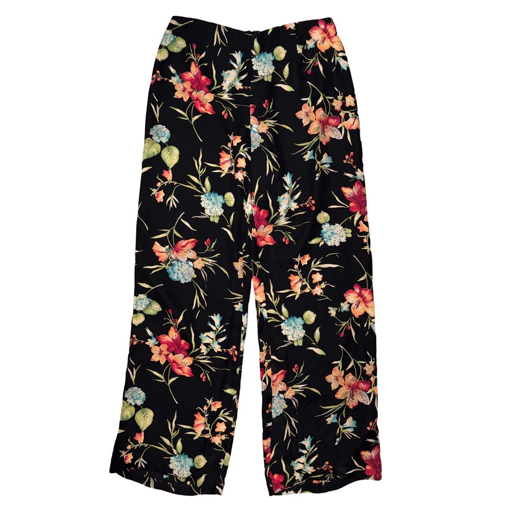 Muse Y2K Deadstock Floral Wide Leg Silk Statement Pants Boho Indie Retro